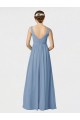 Vendeurs de Bleu poussiéreux Trapèze Bretelles spaghetti Mousseline Longue Robes demoiselle d'honneur