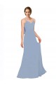 Vendeurs de Bleu poussiéreux Trapèze Bretelles spaghetti Mousseline Longue Robes demoiselle d'honneur