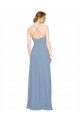 Vendeurs de Bleu poussiéreux Trapèze Licou Col Haut Mousseline Longue Robes demoiselle d'honneur