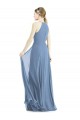 Vendeurs de Bleu poussiéreux Trapèze Licou Mousseline Longue Robes demoiselle d'honneur