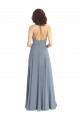 Vendeurs de Bleu poussiéreux Trapèze Licou Mousseline Longue Robes demoiselle d'honneur