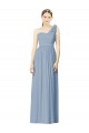 Vendeurs de Bleu poussiéreux Trapèze Mousseline Longue Robes demoiselle d'honneur