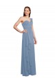 Vendeurs de Bleu poussiéreux Trapèze Mousseline Longue Robes demoiselle d'honneur