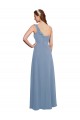 Vendeurs de Bleu poussiéreux Trapèze Mousseline Longue Robes demoiselle d'honneur