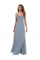 Vendeurs de Bleu poussiéreux Trapèze Mousseline Longue Robes demoiselle d'honneur