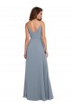 Vendeurs de Bleu poussiéreux Trapèze Mousseline Longue Robes demoiselle d'honneur