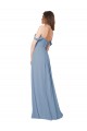 Vendeurs de Bleu poussiéreux Trapèze Mousseline Longue Robes demoiselle d'honneur
