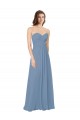 Vendeurs de Bleu poussiéreux Trapèze Mousseline Longue Robes demoiselle d'honneur