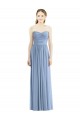 Vendeurs de Bleu poussiéreux Trapèze Sans bretelle Mousseline Longue Robes demoiselle d'honneur