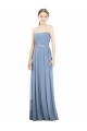 Vendeurs de Bleu poussiéreux Trapèze Sans bretelle Mousseline Longue Robes demoiselle d'honneur