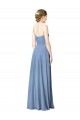 Vendeurs de Bleu poussiéreux Trapèze Sans bretelle Mousseline Longue Robes demoiselle d'honneur