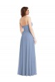 Vendeurs de Bleu poussiéreux Trapèze Sans bretelle Mousseline Longue Robes demoiselle d'honneur