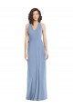 Vendeurs de Bleu poussiéreux Trompette Licou Col V Mousseline Longue Formelles Robes demoiselle d'honneur / Robes de soirée