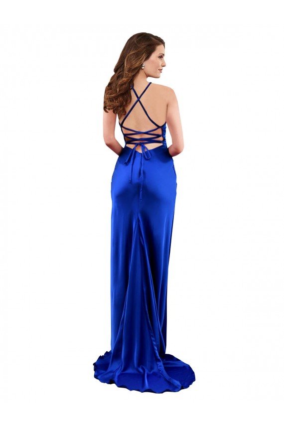 Vendeurs de Bleu roi Fourreau Satiné Soyeux Longue Formelles Robes demoiselle d'honneur / Robes de soirée / Robes de bal
