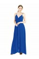 Vendeurs de Bleu roi Trapèze Bretelles spaghetti Col V Mousseline Longue Robes demoiselle d'honneur