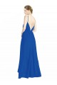 Vendeurs de Bleu roi Trapèze Bretelles spaghetti Col V Mousseline Longue Robes demoiselle d'honneur