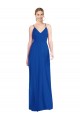Vendeurs de Bleu roi Trapèze Bretelles spaghetti Col V Mousseline Longue Robes demoiselle d'honneur