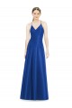 Vendeurs de Bleu roi Trapèze Bretelles spaghetti Col V Satiné Longue Robes demoiselle d'honneur