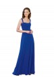 Vendeurs de Bleu roi Trapèze Col Carré Mousseline Longue Robes demoiselle d'honneur