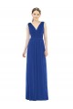 Vendeurs de Bleu roi Trapèze Col V Mousseline Longue Robes demoiselle d'honneur