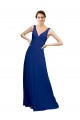 Vendeurs de Bleu roi Trapèze Col V Mousseline Longue Robes demoiselle d'honneur