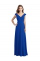 Vendeurs de Bleu roi Trapèze Col V Mousseline Longue Robes demoiselle d'honneur