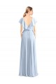 Vendeurs de Bleu roi Trapèze Col V Mousseline Longue Robes demoiselle d'honneur