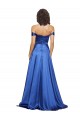 Vendeurs de Bleu roi Trapèze Épaule Dénudée Balayage train Satiné Stretch Longue Formelles Robes demoiselle d'honneur / Robes de soirée / Robes de bal