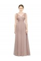 Vendeurs de Blush Trapèze Col V Tulle Longue Robes demoiselle d'honneur
