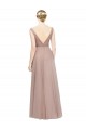 Vendeurs de Blush Trapèze Col V Tulle Longue Robes demoiselle d'honneur