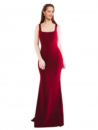 Vendeurs de Bordeaux 10 Sirène Col Carré Crêpe Stretch Longue Formelles Robes demoiselle d'honneur / Robes de soirée / Robes de bal