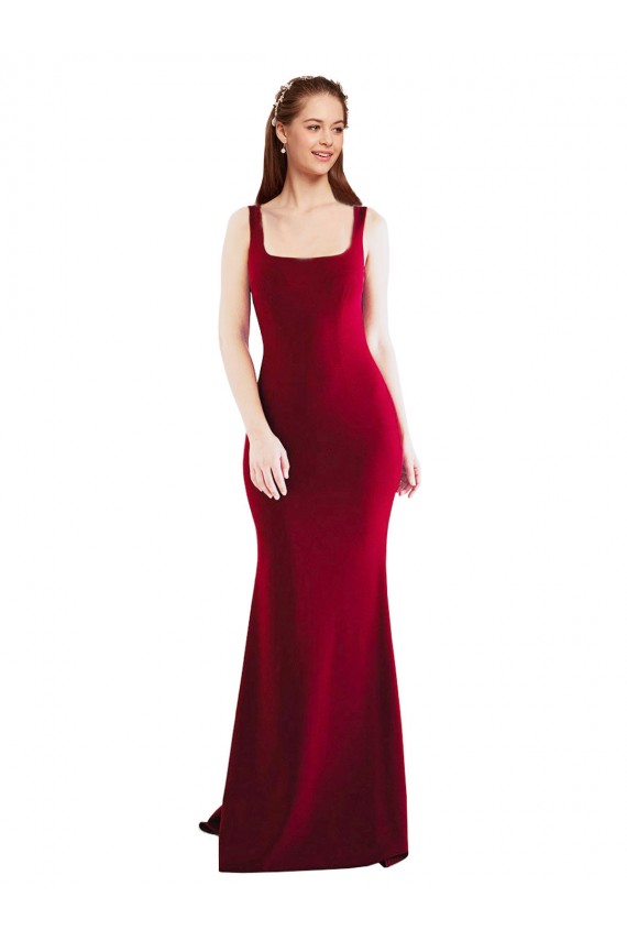 Vendeurs de Bordeaux 10 Sirène Col Carré Crêpe Stretch Longue Formelles Robes demoiselle d'honneur / Robes de soirée / Robes de bal