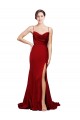 Vendeurs de Bordeaux Fourreau Bretelles spaghetti Balayage train Satiné Stretch Longue Formelles Robes demoiselle d'honneur / Robes de soirée / Robes de bal