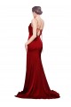 Vendeurs de Bordeaux Fourreau Bretelles spaghetti Balayage train Satiné Stretch Longue Formelles Robes demoiselle d'honneur / Robes de soirée / Robes de bal