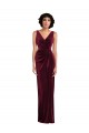 Vendeurs de Bordeaux Fourreau Col V Velours Stretch Longue Robes demoiselle d'honneur / Robes de bal