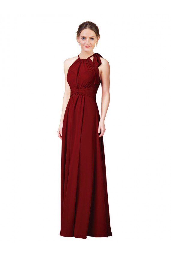 Vendeurs de Bordeaux Fourreau Licou Mousseline Longue Robes demoiselle d'honneur