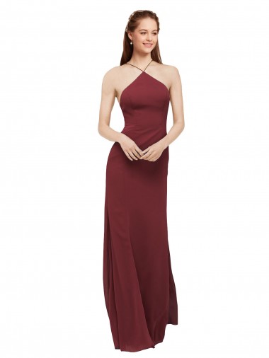 Vendeurs de Bordeaux Fourreau Licou Mousseline Longue Robes demoiselle d'honneur