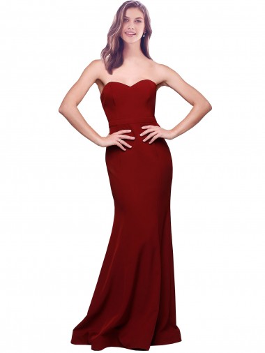 Vendeurs de Bordeaux Fourreau Sans bretelle Crêpe Stretch Longue Formelles Robes demoiselle d'honneur / Robes de soirée / Robes de bal