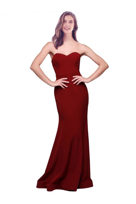 Vendeurs de Bordeaux Fourreau Sans bretelle Crêpe Stretch Longue Formelles Robes demoiselle d'honneur / Robes de soirée / Robes de bal