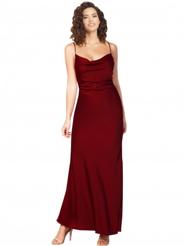 Vendeurs de Bordeaux Fourreau Satiné Soyeux Longue Formelles Robes demoiselle d'honneur / Robes de soirée / Robes de bal