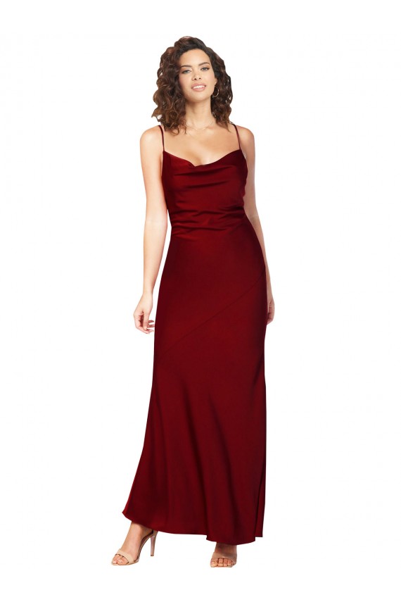 Vendeurs de Bordeaux Fourreau Satiné Soyeux Longue Formelles Robes demoiselle d'honneur / Robes de soirée / Robes de bal