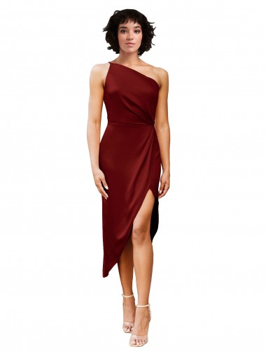 Vendeurs de Bordeaux Fourreau midi Satiné Stretch Courte Robes demoiselle d'honneur / Robes de soirée / Robes de cocktail