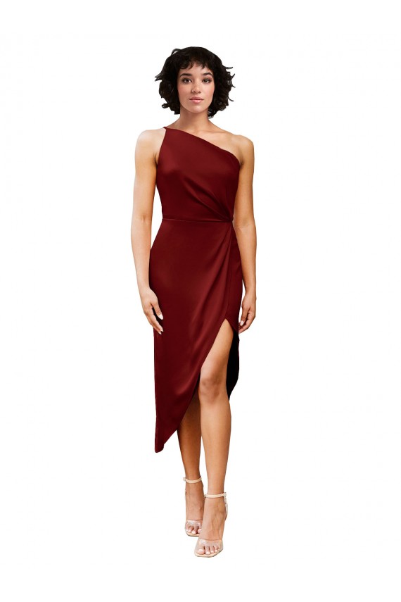 Vendeurs de Bordeaux Fourreau midi Satiné Stretch Courte Robes demoiselle d'honneur / Robes de soirée / Robes de cocktail