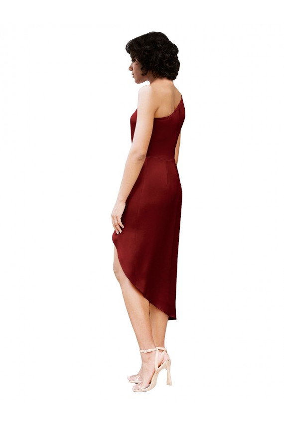 Vendeurs de Bordeaux Fourreau midi Satiné Stretch Courte Robes demoiselle d'honneur / Robes de soirée / Robes de cocktail