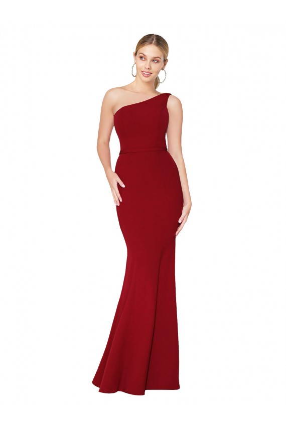 Vendeurs de Bordeaux Sirène Col Haut Crêpe Stretch Longue Formelles Robes demoiselle d'honneur / Robes de soirée / Robes de bal