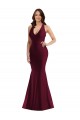 Vendeurs de Bordeaux Sirène Col V Satiné Soyeux Longue Formelles Robes demoiselle d'honneur / Robes de soirée / Robes de bal