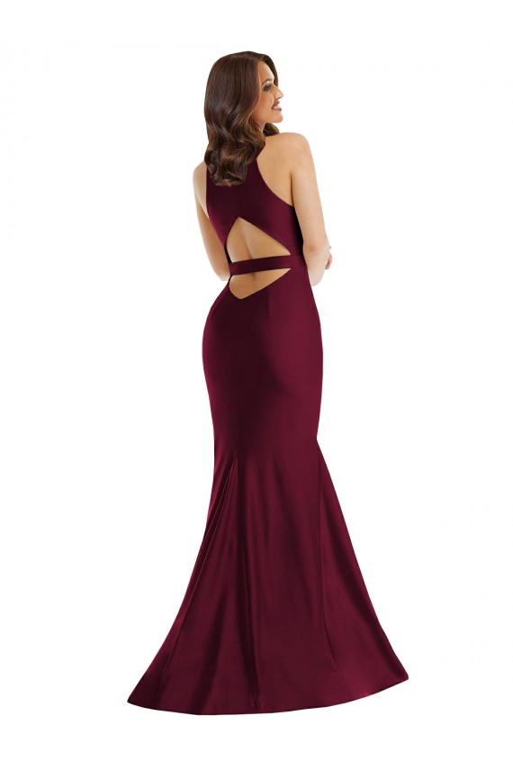 Vendeurs de Bordeaux Sirène Col V Satiné Soyeux Longue Formelles Robes demoiselle d'honneur / Robes de soirée / Robes de bal