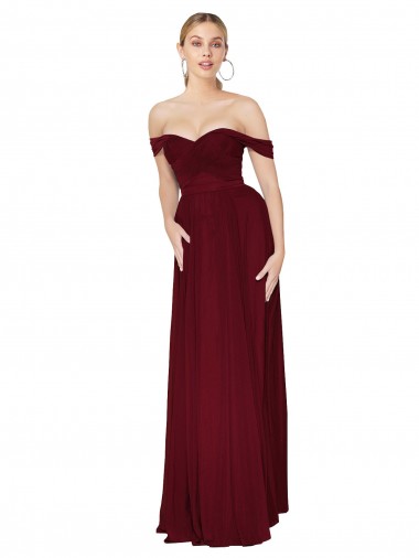 Vendeurs de Bordeaux Sirène Épaule Dénudée Mousseline Longue Formelles Robes demoiselle d'honneur / Robes de soirée / Robes de bal
