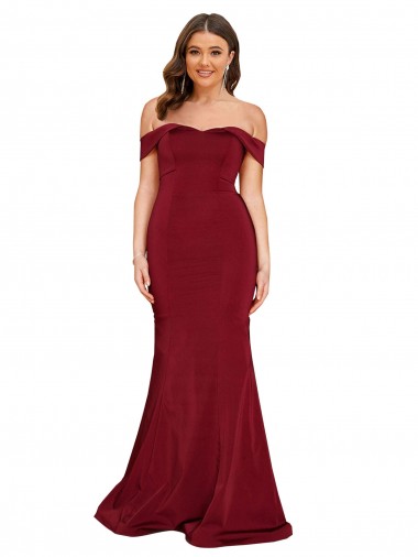 Vendeurs de Bordeaux Sirène Épaule Dénudée Spandex Longue Formelles Robes demoiselle d'honneur / Robes de soirée / Robes de bal