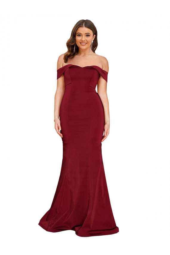 Vendeurs de Bordeaux Sirène Épaule Dénudée Spandex Longue Formelles Robes demoiselle d'honneur / Robes de soirée / Robes de bal
